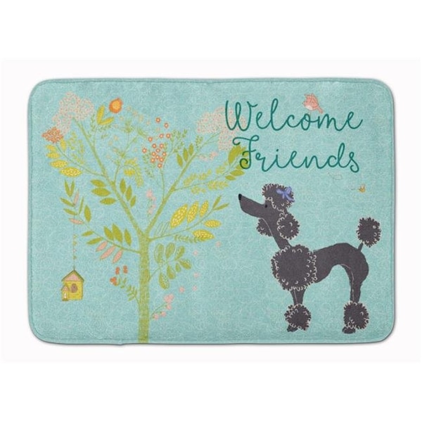 Carolines Treasures Carolines Treasures BB7615RUG Welcome Friends Black Poodle Machine Washable Memory Foam Mat BB7615RUG - main